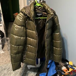 GUESS Men's Green Puffer Coat